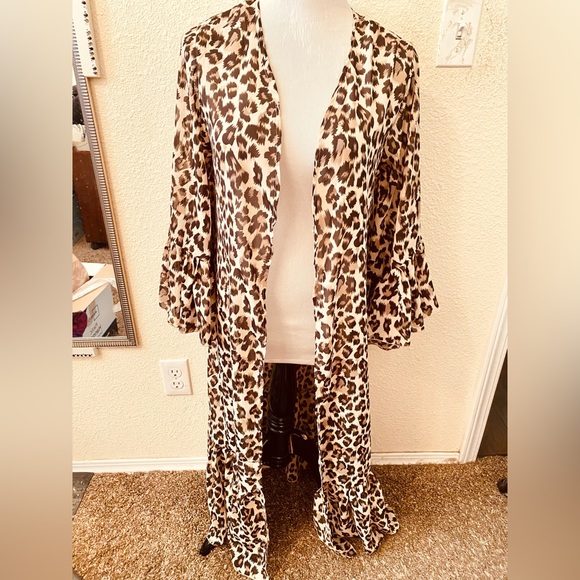 Turquoise Haven Cheetah Print Kimono - Picture 1 of 7